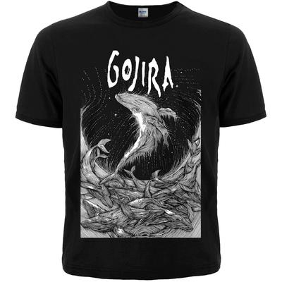 Gojira (Woodblock Whales). Black T-Shirt