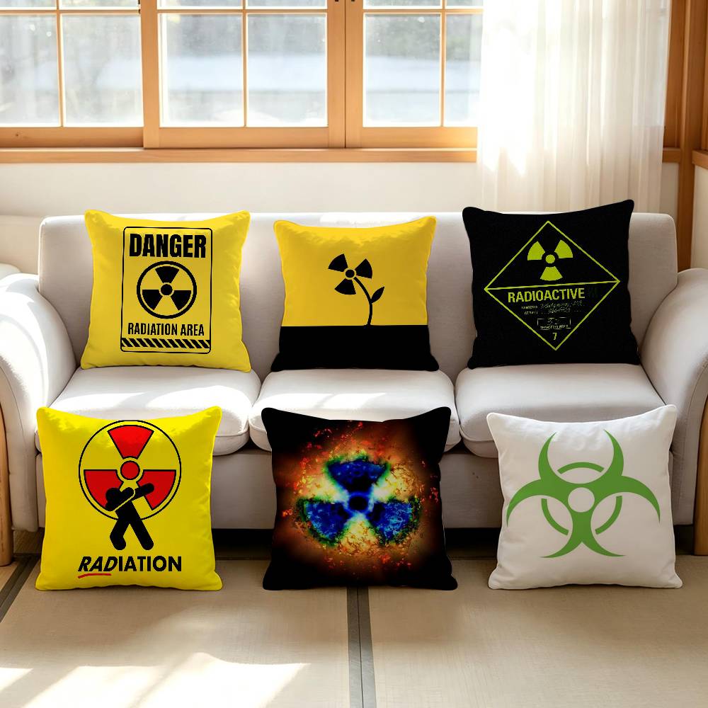 Attention Radiation Symbol Pillow Cover Soft Decor Throw Pillow Case xcm Couch Home Decor for Living Room Sofa Party Gift