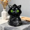 New Mysterious Hooded Cat Fiqurine Cloak Gothic Black Cat Statue