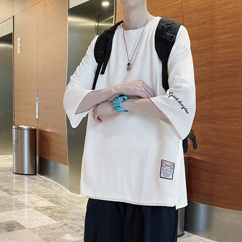 Men's Trendy Loose Fit Heavy Embroidery Short-Sleeve T-Shirt, Plus Size, Summer Style