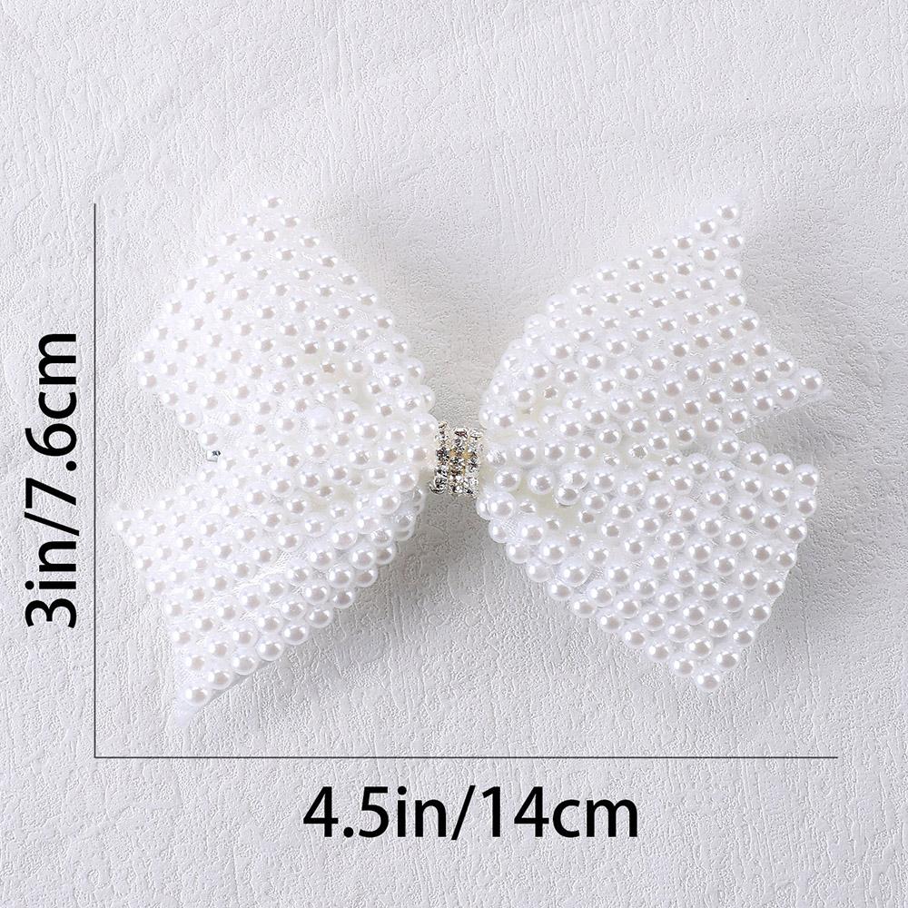 Trendy White Pearls Bow Hair Clips Sweet Beads Rhinestone Hairpin Bownot Barrette For Girl Children Korean Headdress Accessories