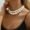 Ras de Cou Multirangs Fausse Perle Rétro Rond Collier de Perles d'Imitation Collier Flapper Accessoires pour Mariage Soirée Thème Gatsby