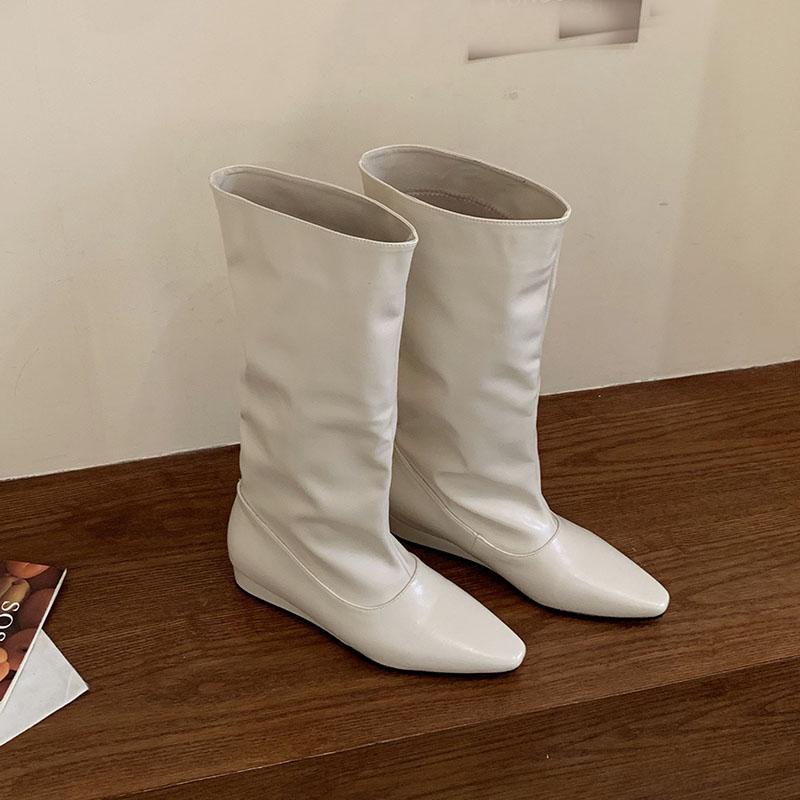 

Мода Мода Обувь на низком каблуке Женские ботфорты в западном стиле Клинья Обувь Заостренный носок Женские современные ботинки Женская обувь слипоны 35 бежевый