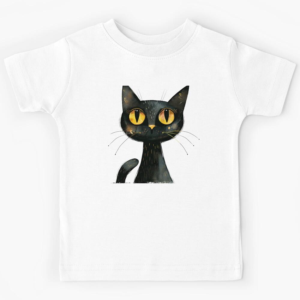 minimalist black cat Kids T-Shirt 150