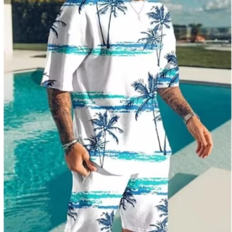 Nuovo Set Estivo da Uomo Tute Moda Casual Manica Corta Stile Vacanze Stampa 3D T-shirt da Uomo+Pantaloni Corti Completi Abbigliamento Maschile