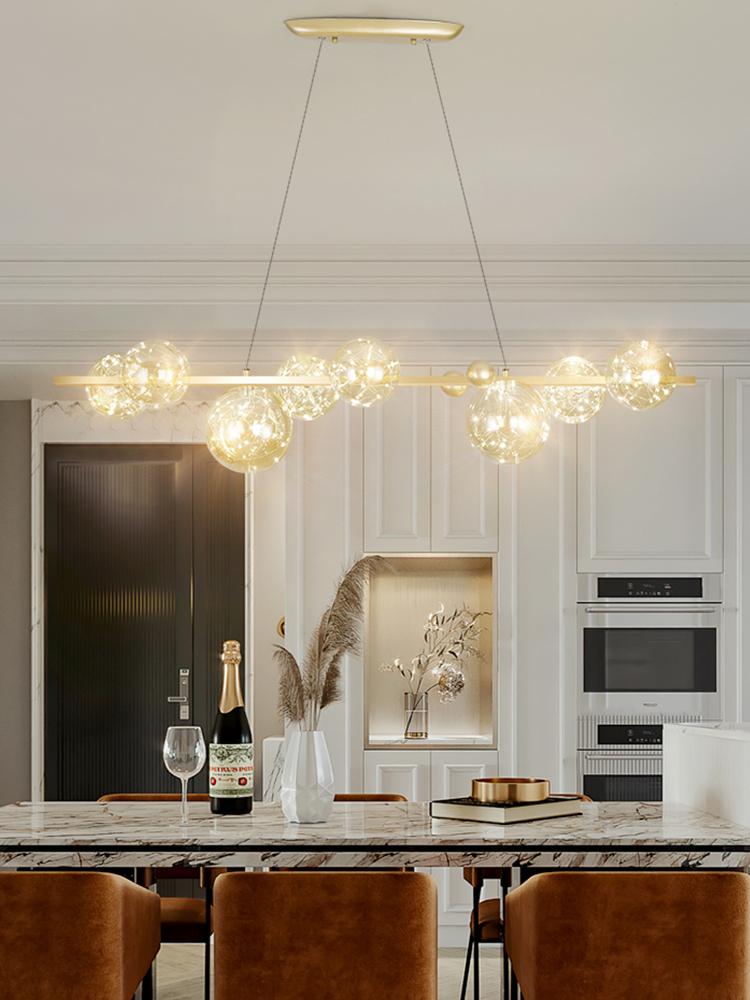Modern Creative Chandelier Circle Lights Clear Glass Ball Ceiling Hanging Lamp Romantic Star Living Room Decor Led Lighting Gold