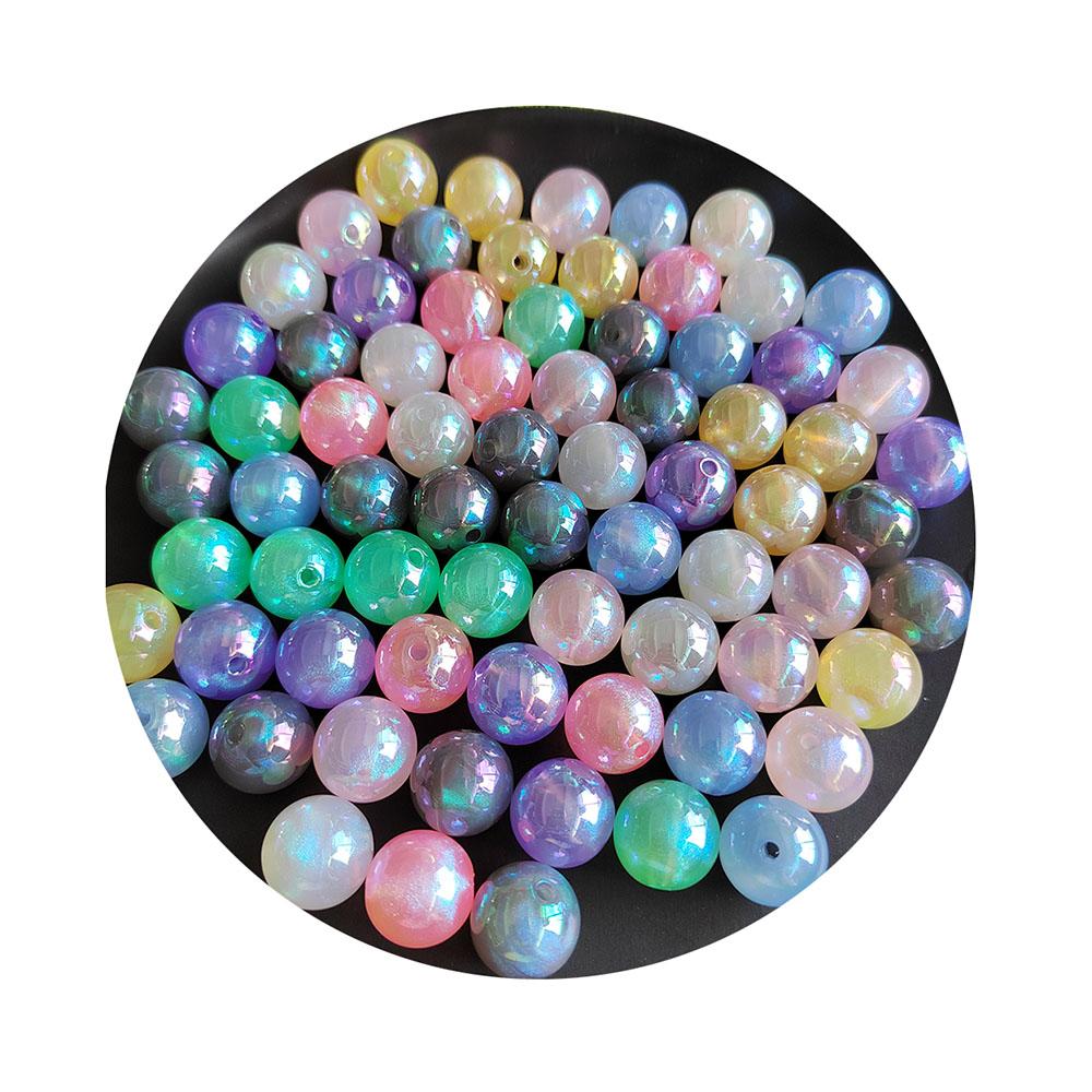 100Pcs 16MM AB Round Pearl-Colored Acrylic Loose Spacer Beads With for Bracelet Necklace Earrings Jewelry Making DIY