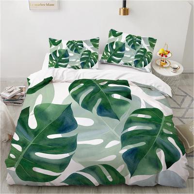 Green Palm Leaves Duvet Cover Single King Tropical Plant Bedding Set Microfiber Monstera Leaf Print Comforter Cover For Kid Teen