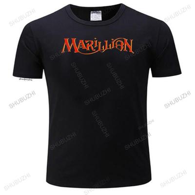 Camiseta Marillion Logo Banda de Rock Británica Camiseta Talla UE Cuello Redondo Transpirable Alta Calidad Manga Corta Algodón Camisetas