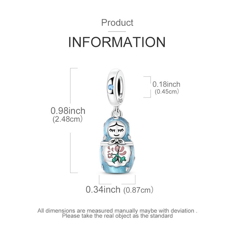 925 Sterling Silver Charms Bead CZ Zircon HeartPolka Dot Nesting Dolls Dangle Fit Original Bracelet DIY Women Jewelry Gift