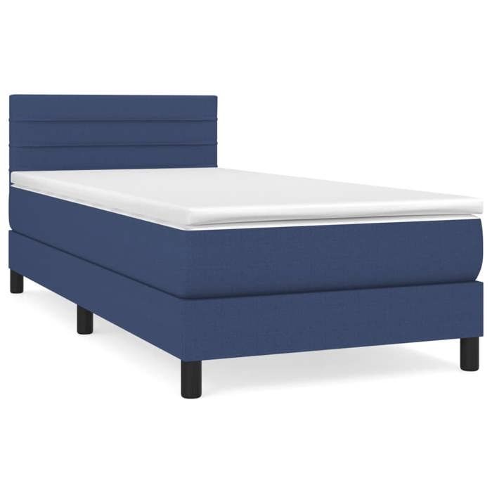 Maison Exclusive - Sommier à lattes de lit avec matelas Bleu 90x200 cm Tissu