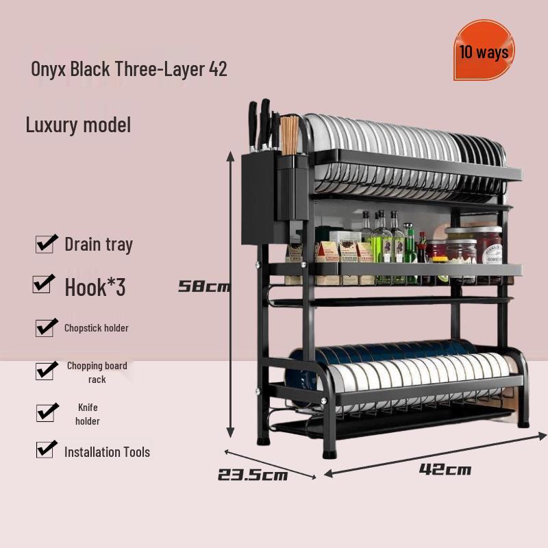 Carbon Steel Multi-Layer Kitchen Organizer Dish Drainer Rack