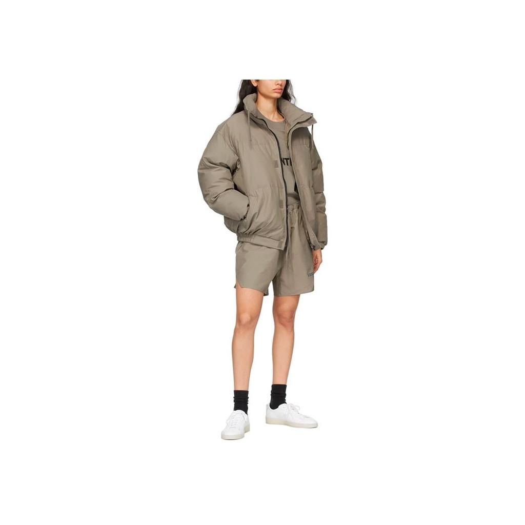 Fear of God Essentials FW21 Nylon Puffer Jacket Women Jacket Cement FOG-FW21-084
