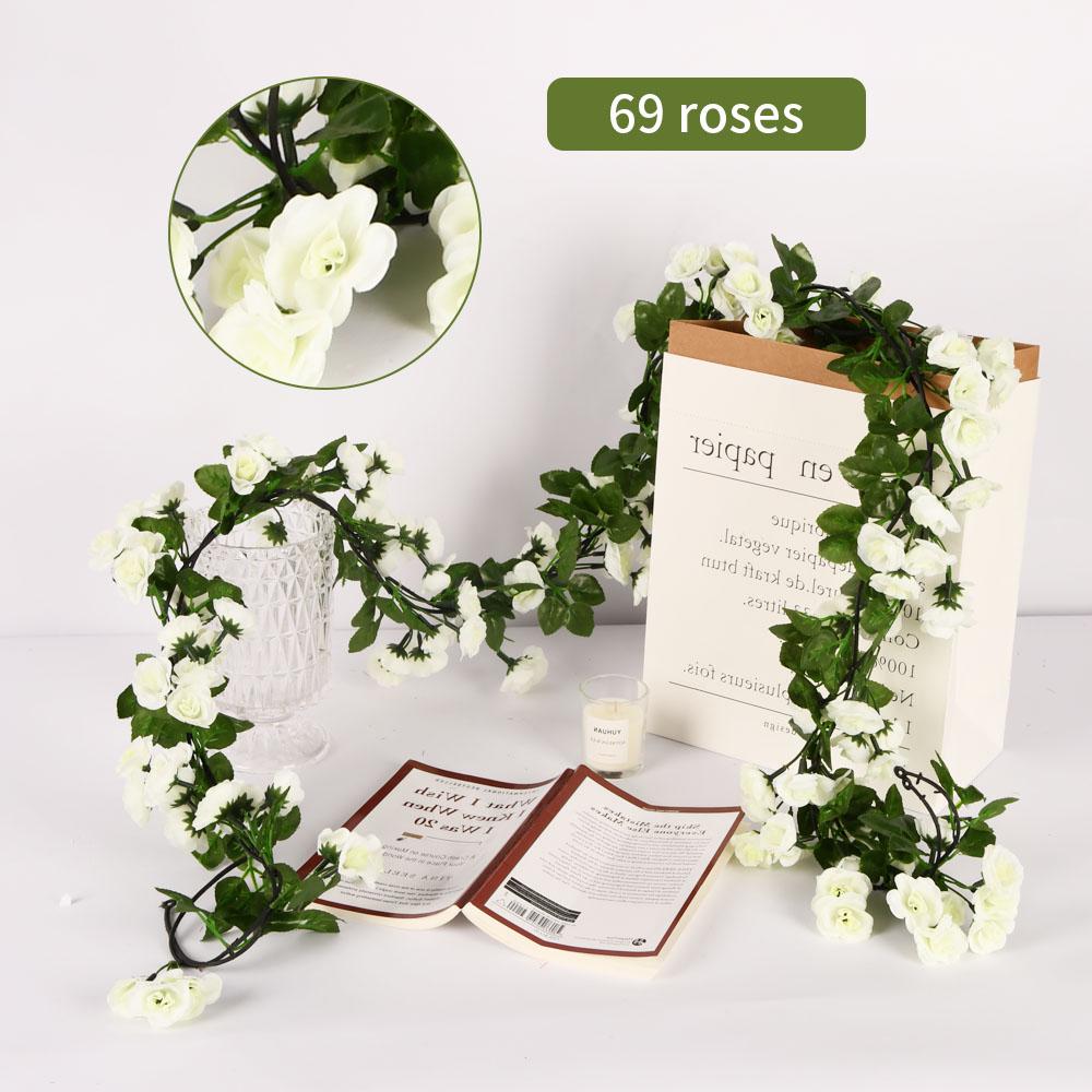 1pcs Artificial Flowers Vine 45pcs / 69pcs Rose Fake Flower Hanging Garland DIY Plants Home Wedding Room Decor Decoration Wall