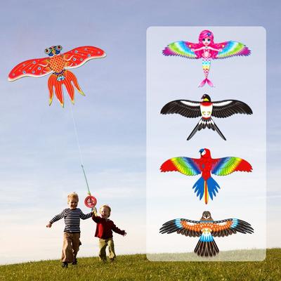 Lightweight Dynamic Kites Plastic Long Tail Kites DIY Fishing Rod Kites  Kids Gift
