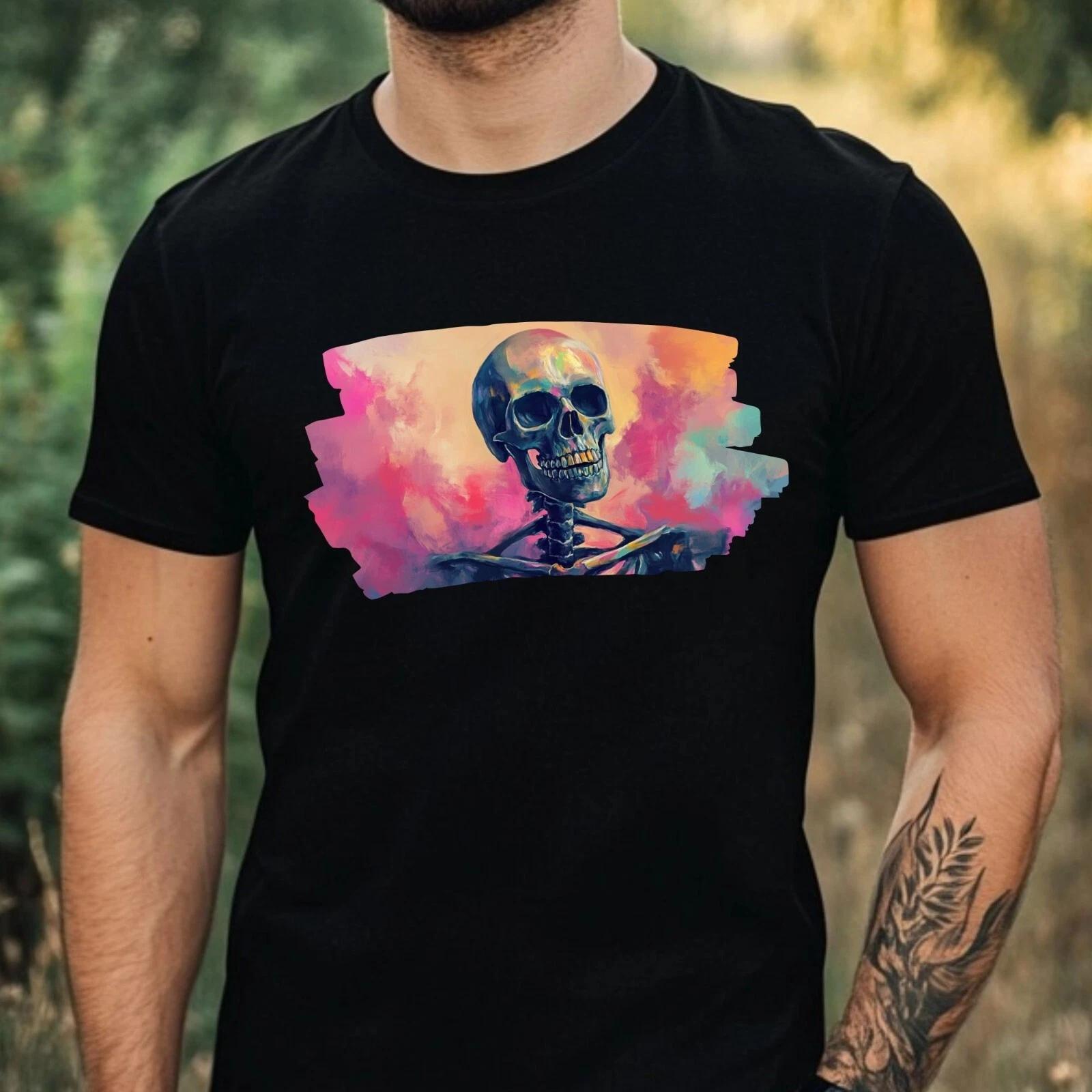 T-Shirt Herren Skelett Portrait Motiv Baumwolle Größe XS bis 5XL L