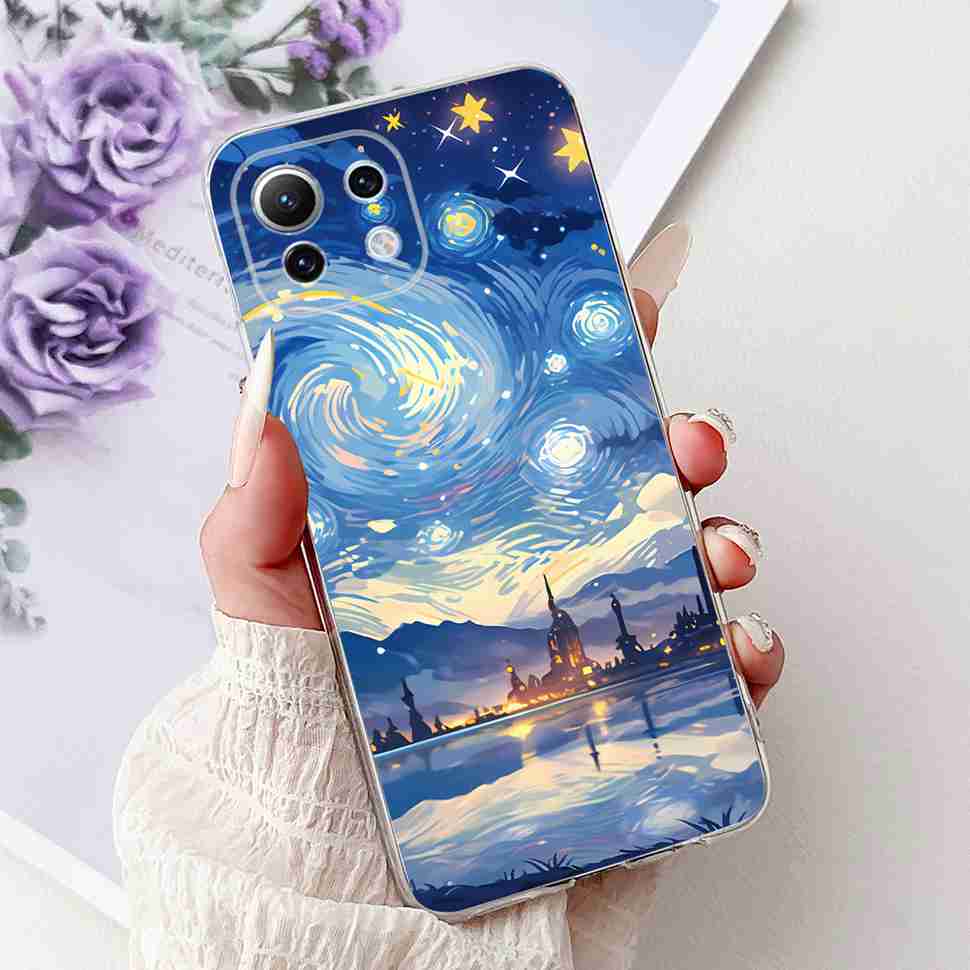 For Xiaomi Mi 11 Lite 4G Case M2101K9AG Colorful Flower Butterfly Soft Silicone TPU Cover For Xiaomi Mi 11Lite 5G 6.55" Bumper