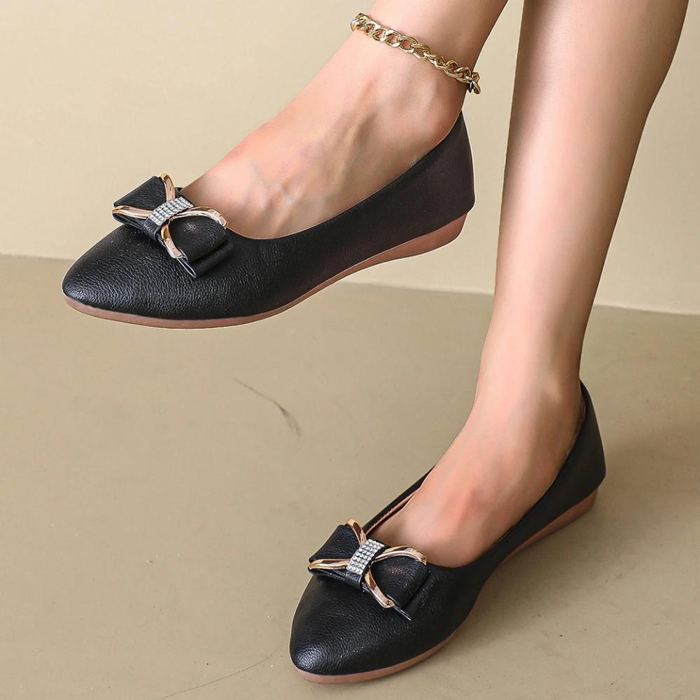 Shoes for Women Loafers Butterfly-Knot Breathable Slip on Shallow Flats Luxury Shoes Elegant Office Women Shoes Zapatos De Mujer