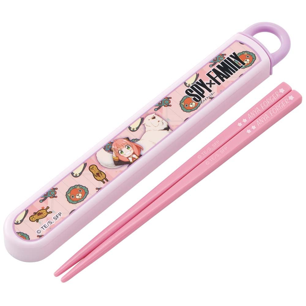 Skater Bento Chopstick Case Chopsticks for Spy Family Anya Sliding Made In Japan Set, 16.5cm Kids, Antibacterial, & Bond, Easy-Open Design,