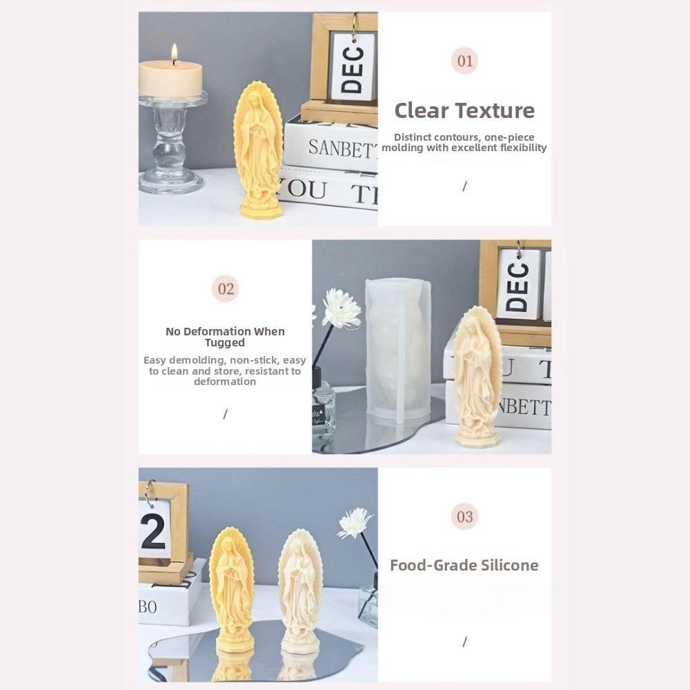 Prayer Mary Candle Molds Soft Silicone Plaster Making Tool New Portrait Mould  DIY Crafting
