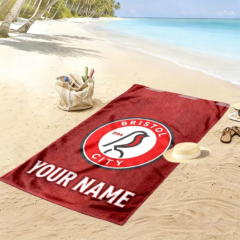 Custom Name Bristol City Print Beach Towel, Large Soft Quick Dry Towel for Beach Camping Swimming