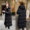 Winter wind loose hooded long knee cotton clothes women's thickened bread clothes simple long coat