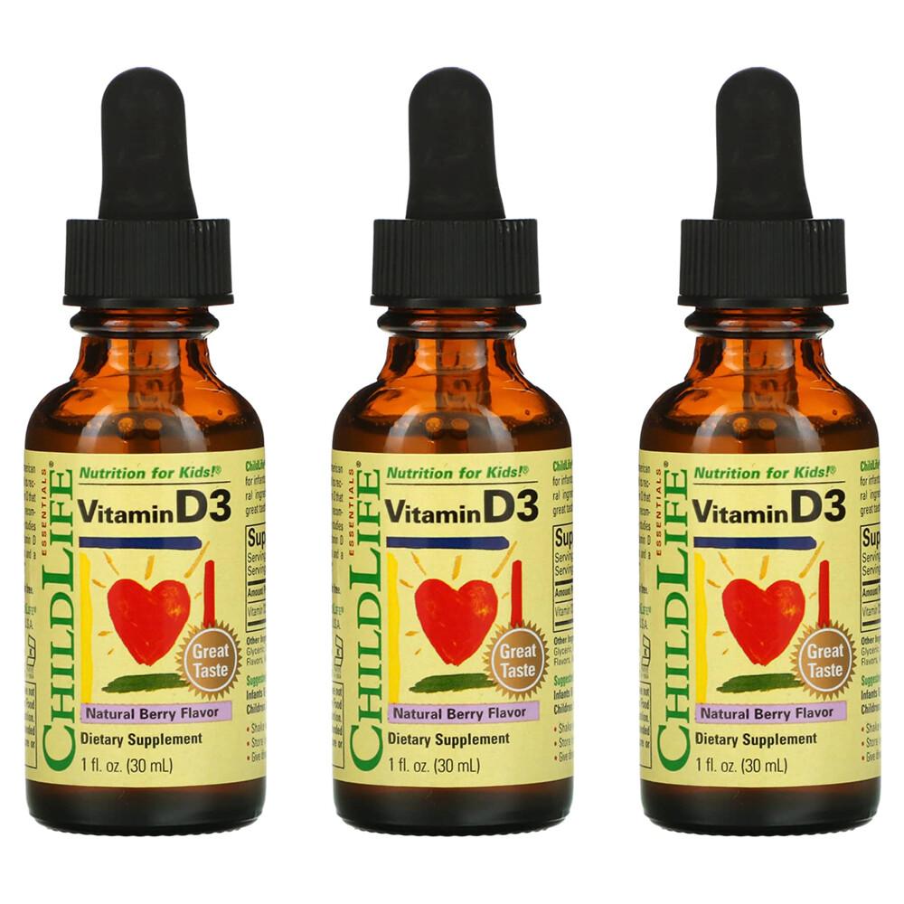 Childlife Vitamin D3 Berry Flavor Liquid, 30ml (1fl oz) - 3 Pack