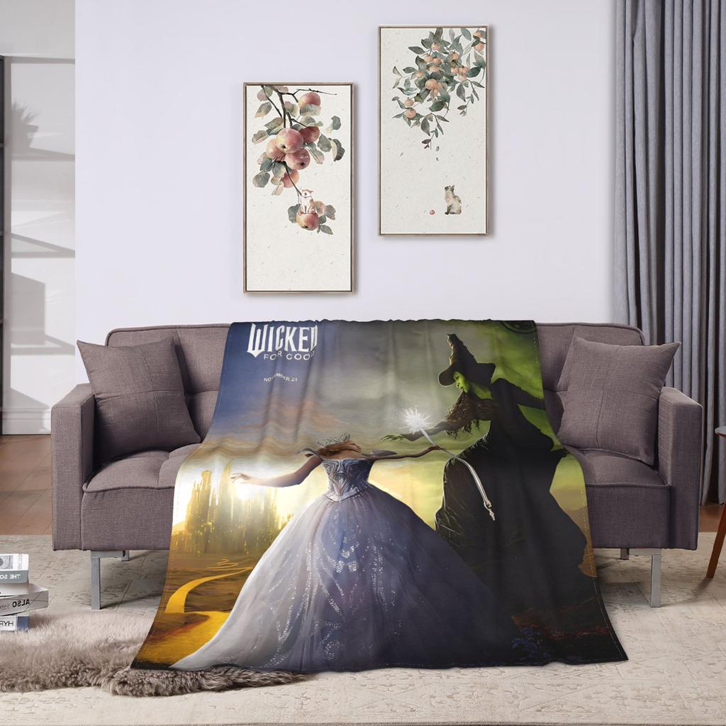 Wicked 2 Musical Movie Glinda Poster Soft Warm Blanket Plush Throw Blanket Novelty Home Decor Flannel Bedspread Sofa Bed Cover