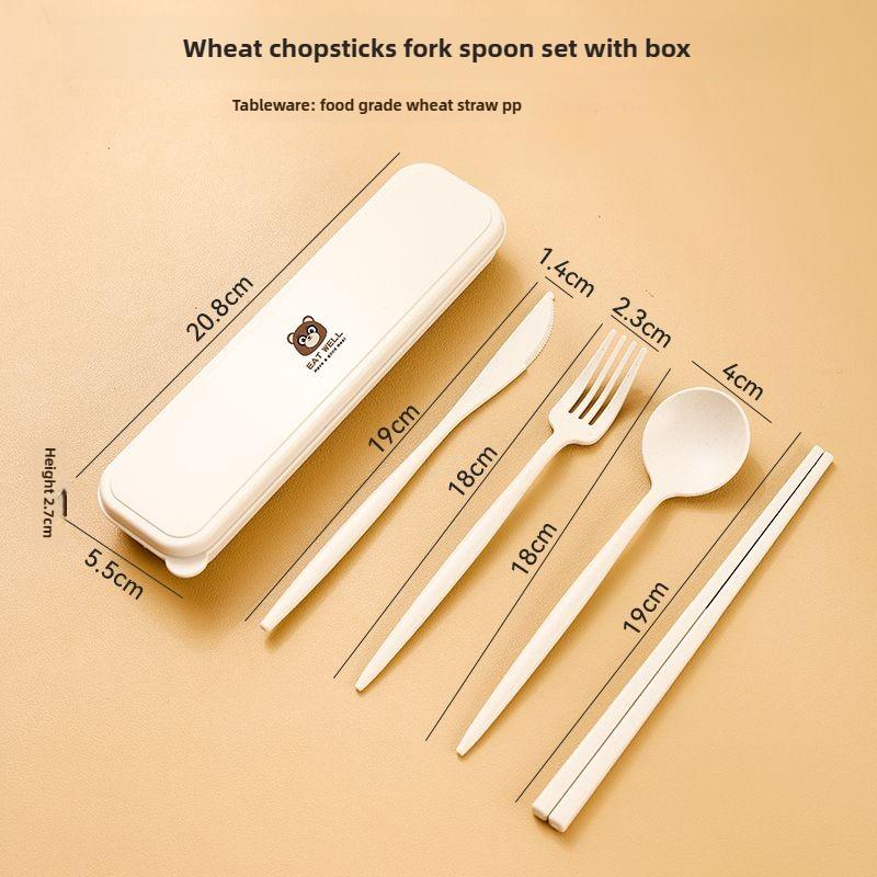 

Экологически чистая разлагаемая посуда, пшеничная солома, палочки для еды, ложки и вилки, пищевая посуда, универсальная для взрослых и детей. 5-piece Set