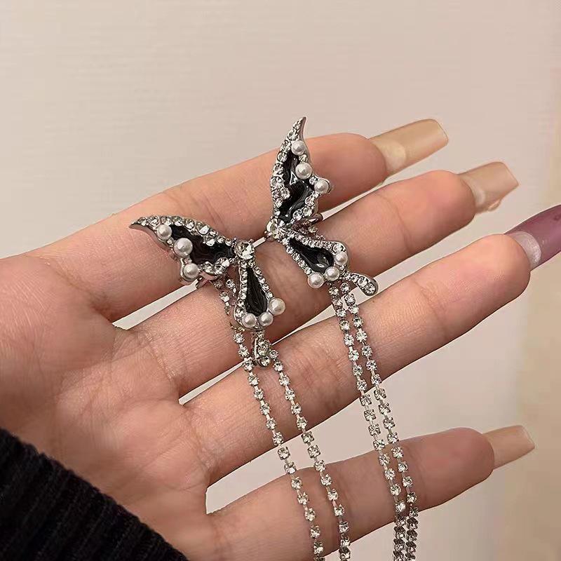Zircon Tassel Butterfly Ear Cuff: No-Pierce, Versatile Earrings for Women