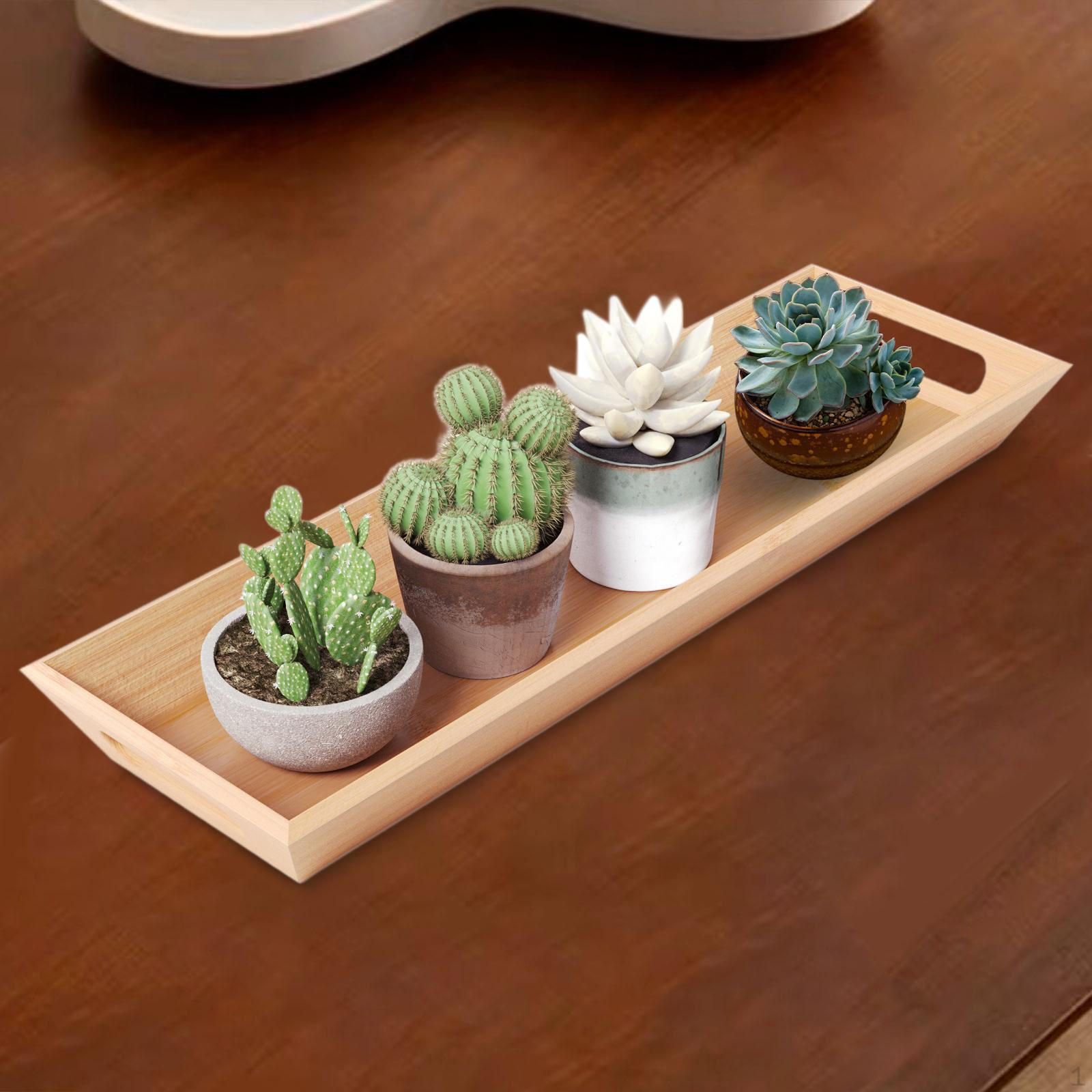 

Bamboo Serving Tray Cosmetics Counter Bathroom Vanity for Living Room 30x16x4.5cm