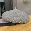 Winter French  Black Fleece Painter Artist Cheapeau Red 100% Wool Chunky Blingbling Diamonds Beret Girls Hat for Women