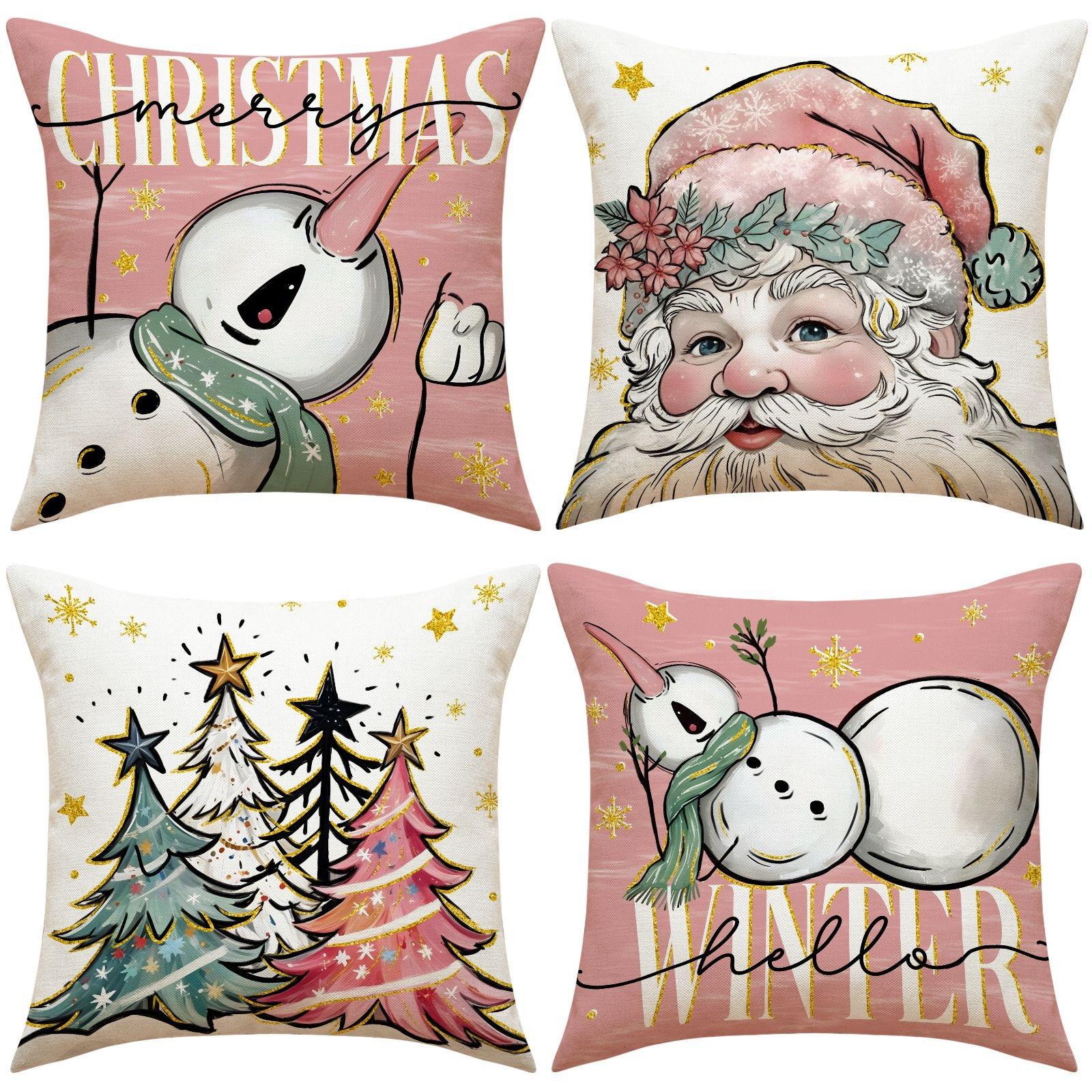

Новый Рождественский Набор Наволочек Разнообразные Узоры Праздничное Украшение Дом Диван Подушка Наволочка 45 * 45Cm (4PCS)