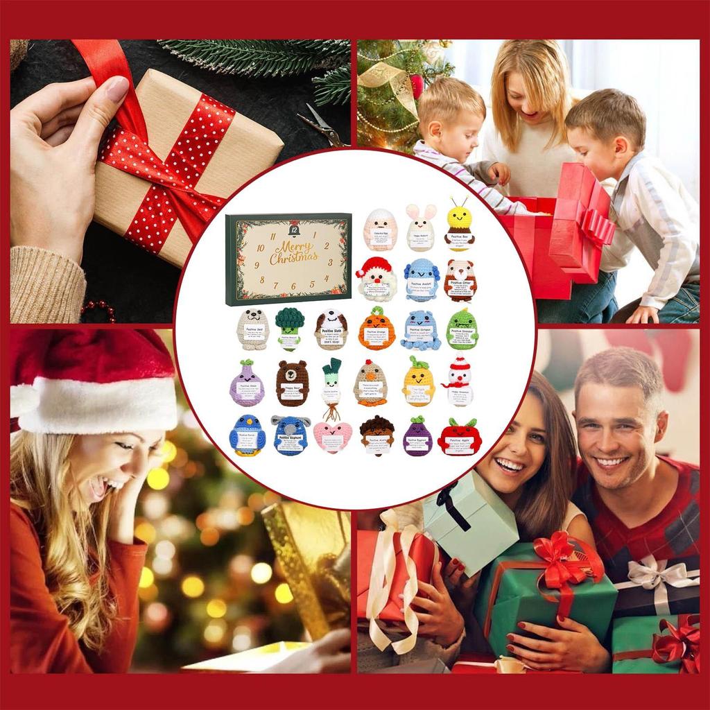 Christmas Countdown Cute 2D Acrylic Pendant Ornament 24 Days Handmade Positive Animals for Adults Kids Teens Women Holiday