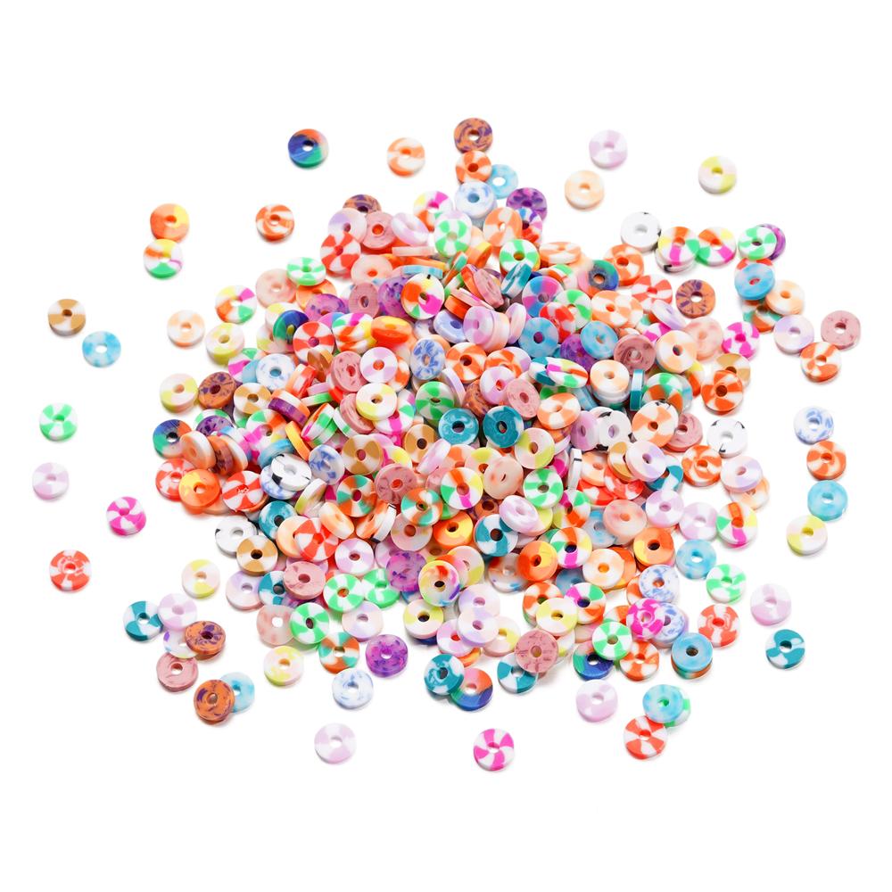 350pcs 6mm Flat Round Polymer Clay Beads Loose Spacer Beads for Jewelry Making DIY Needlework Bracelet Necklace Accessories