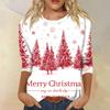 Women's Fashion Casual Round Neck Three-quarter Sleeve Christmas Print T-shirt Top