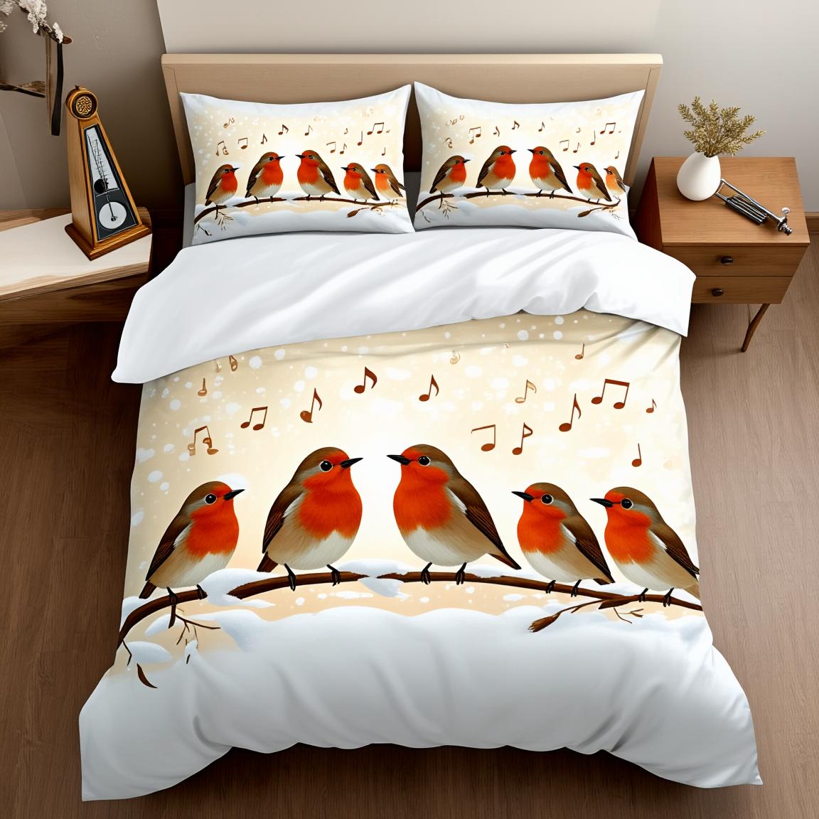 

Comforter 3Pcs Christmas Night Concert Bedding Set Polyester Animal Band Print Queen Size Soft Home Textile Unique Musical Comforter (quilt)-EU Single(135*200cm)3pcs