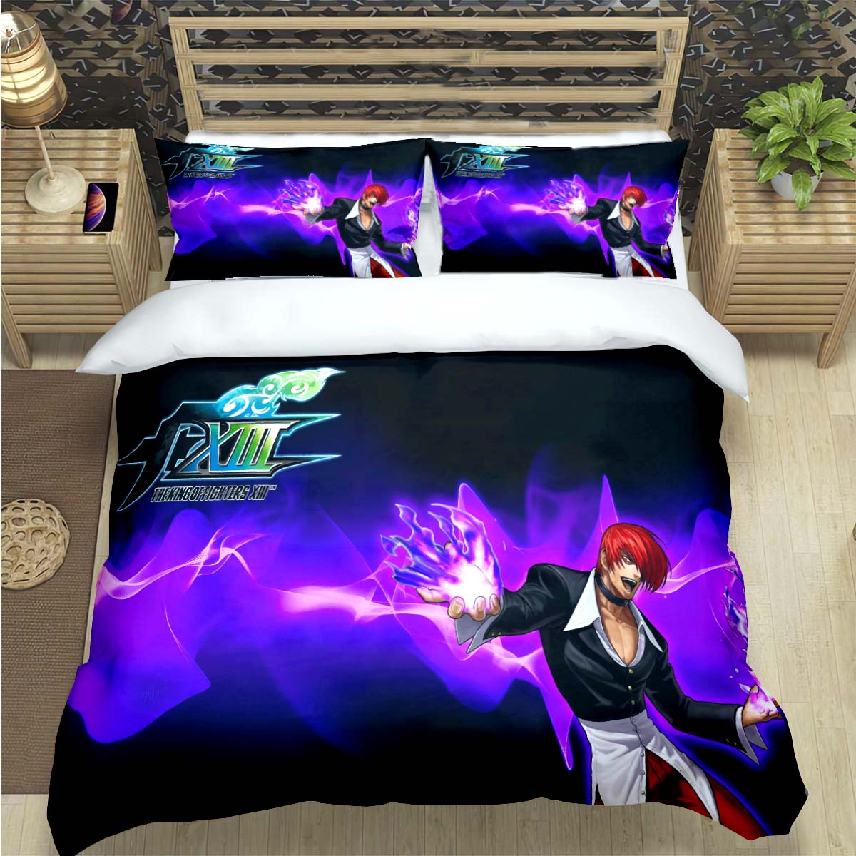 

Game The King Of Fighters Print Bedding Set Duvet Cover Comforter Bed Youth Kids Girl Boys Gift EU Single(135*200cm)3pcs