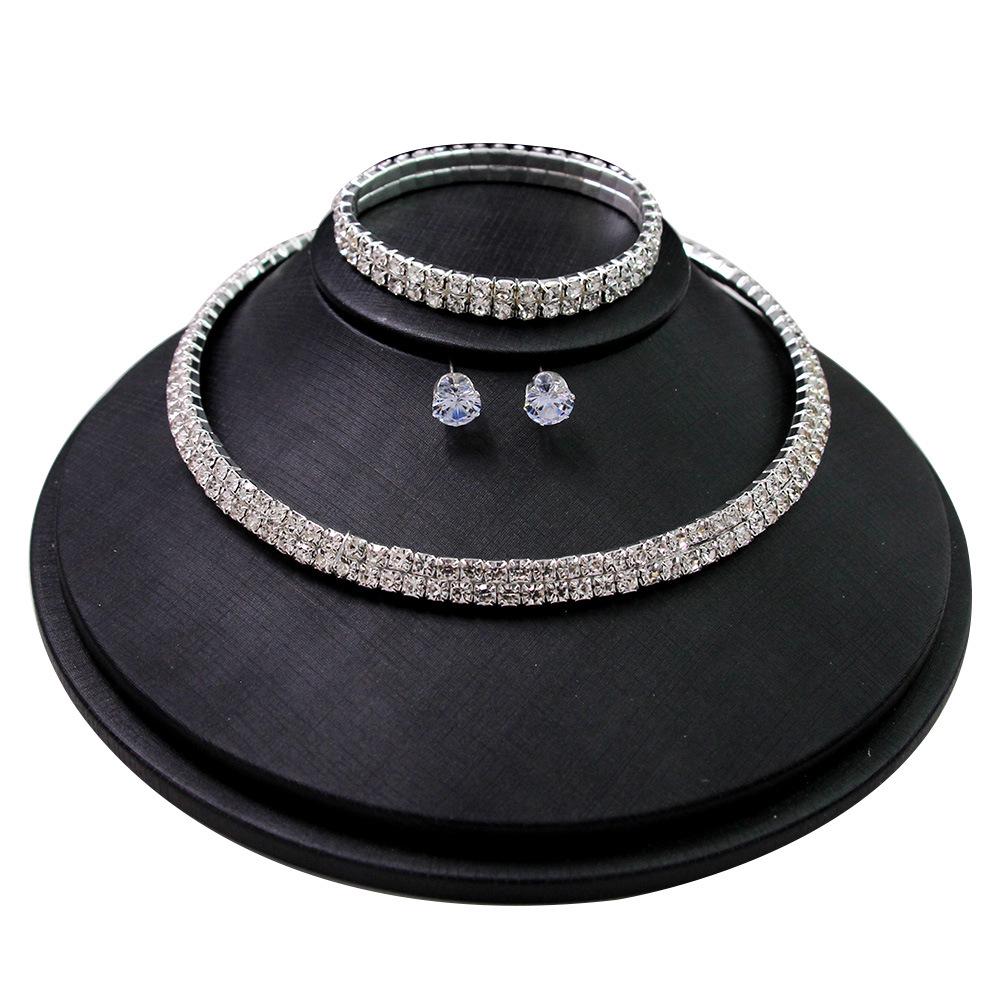 Korean Rhinestone Claw Chain Bridal Necklace and Earring Set