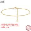Effie Queen 925 Pure Silver 14k Gold 1mm Beads Ball Chain Anklet Simple Jewelry for Women Summer Beach Banquet Party Gift SA80