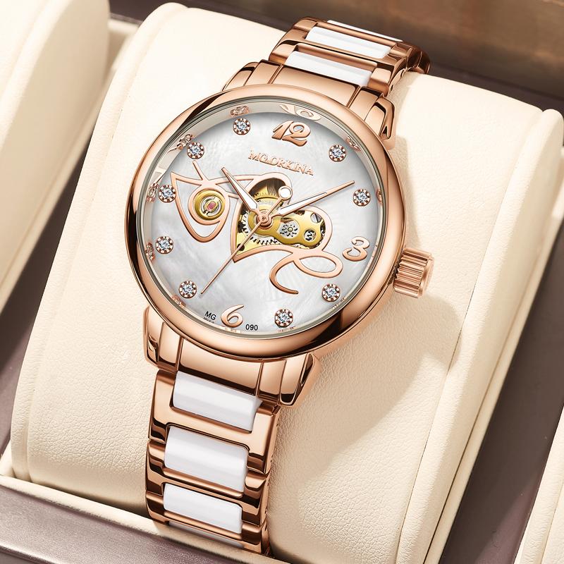 ORKINA Ladies Automatic Mechanical Watch Luxury Brand Women Wristwatch Fashion Skeleton Clock Senhoras Assistir Reloj Mujer 2022