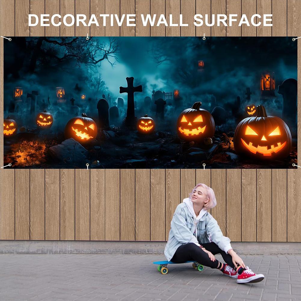 13x6ft Pumpkins Halloween Garage Door Cover Halloween Hanging Backdrop Banner for Outdoor Home Yard Party Backgrounds