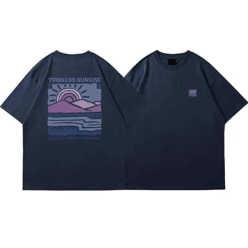 American Retro Pattern Printed Short-sleeved Crew Neck Cotton T-shirt Unisex Oversized Top Casual Loose Fashion Streetwear Top