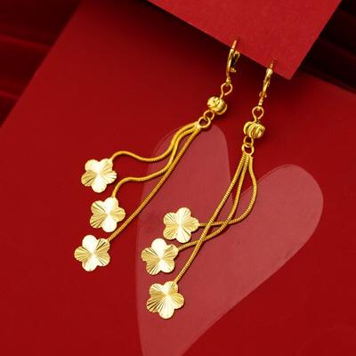 18k Au750 Gold Tropfenohrringe Einfaches Pflaumenblüten-Design für Frauen Blumenquastenohrringe Edlen Schmuck Geschenke