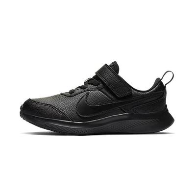 Varsity Leather Low Top Sports Casual Shoes Pure Black Children Aged 3 7 Years Old CN9393-001