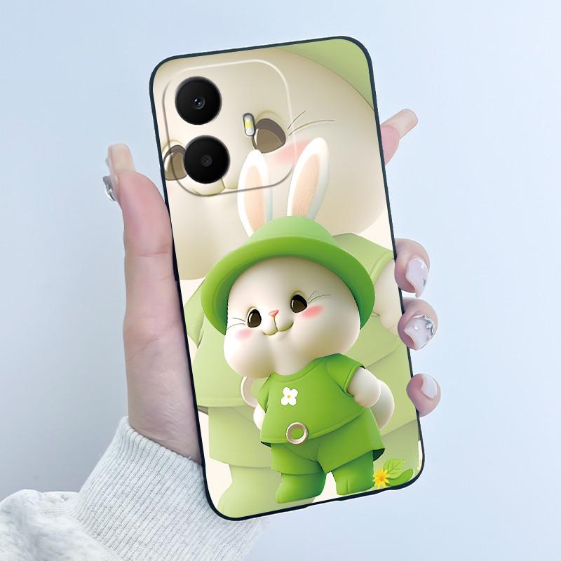 Pro pouzdro TCL K70 Roztomilé Srdíčko Králík Černé Měkké Silikonové Ochranné Zadní Kryt Pro Telefon TCL K70 Power SE TCLK70 4G 5G