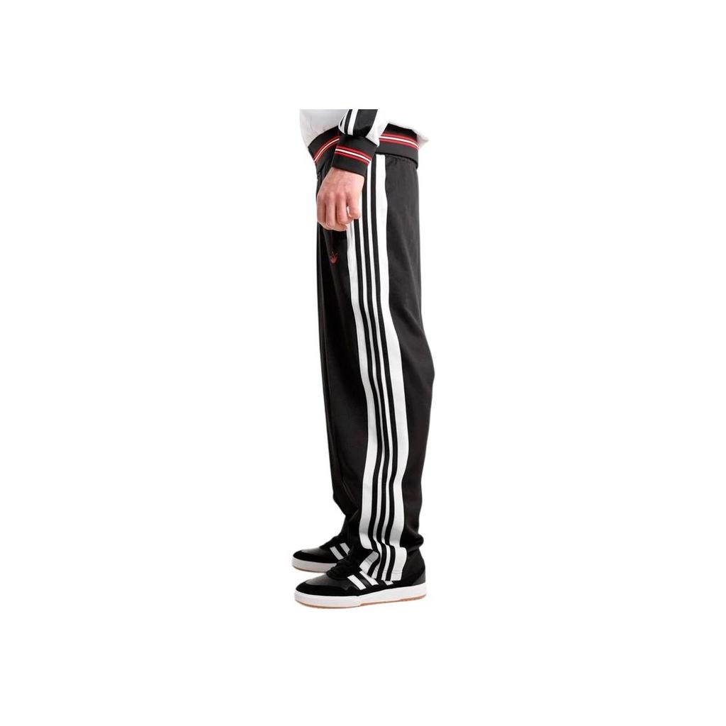 Adidas Originals SS25 Classic Sports Series Striped Retro Comfortable Soft Lace-Up Straight Leg Casual Pants Unisex bottoms Black JP1165
