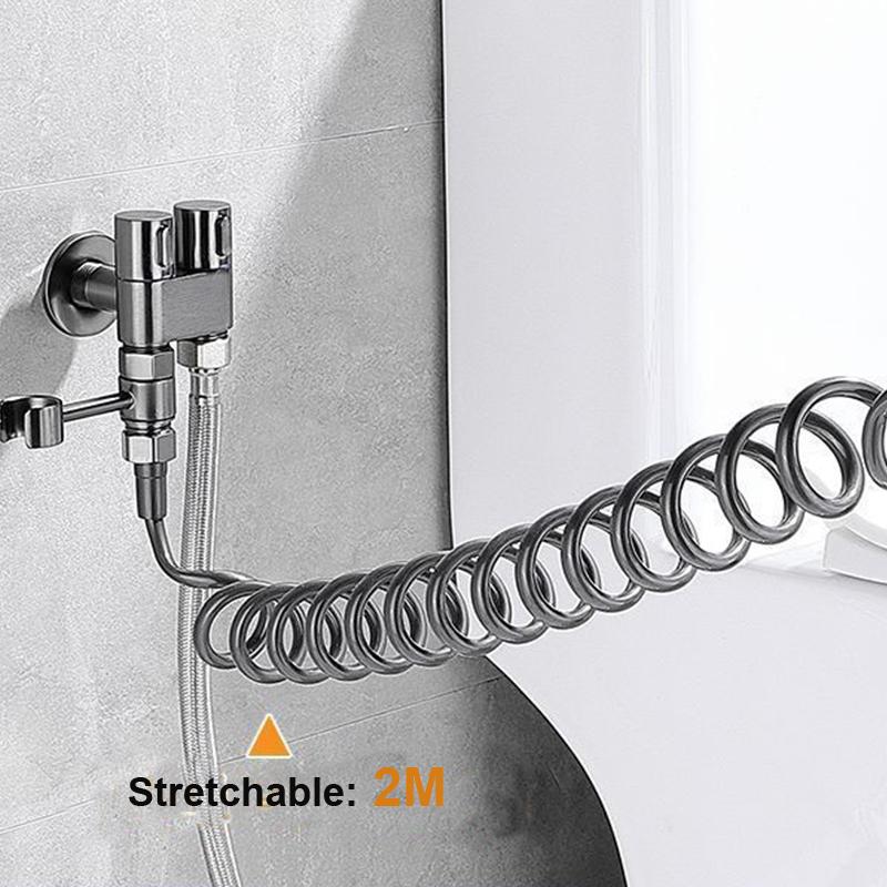 Zinc Alloy High Pressure Bidet Sprayer Set Bathroom Toilet Cleaner Spray Gun With 1 In 2 Out Angle Valve Greysilverblack