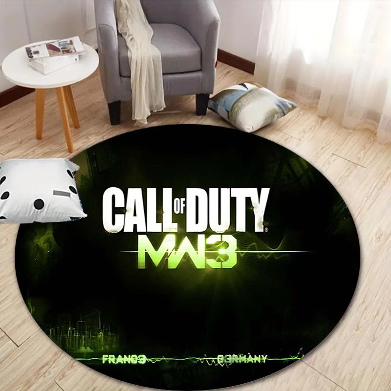 1Pc Call Duty Mw3 Flannel Round Rug Soft Non Slip Circular Office Carpet Floor Mat Bedroom Living Room Xmas Gift Q1315
