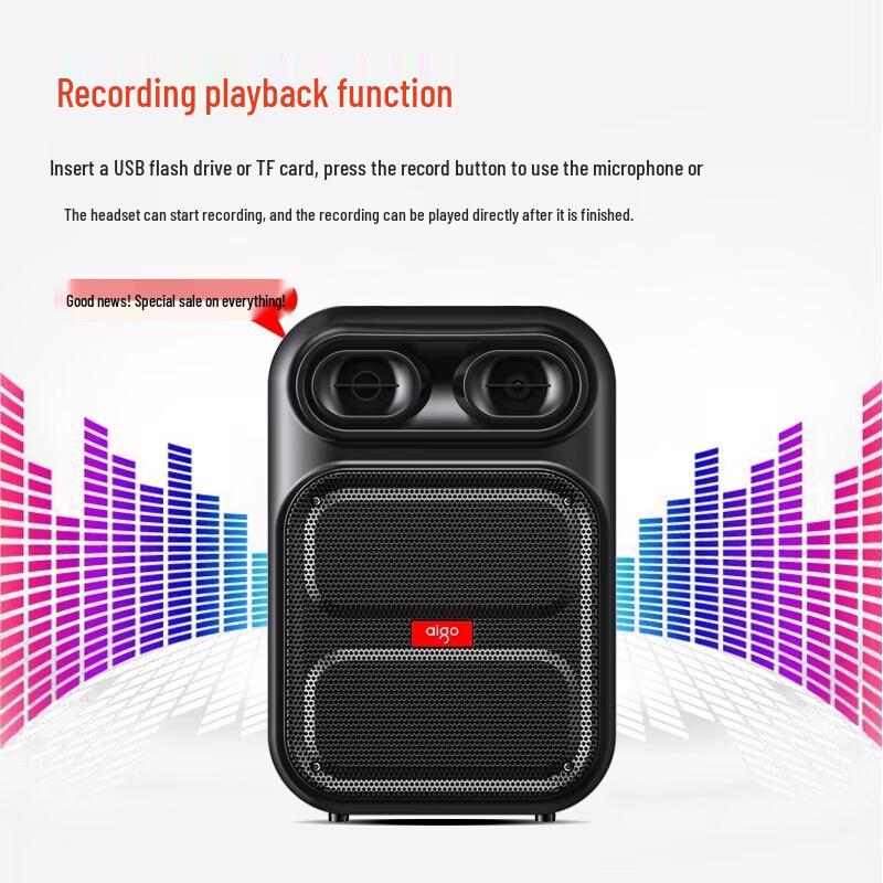 Aigo S56 12-inch Portable Bluetooth Trolley Speaker with Microphone CN plug (adapter included)